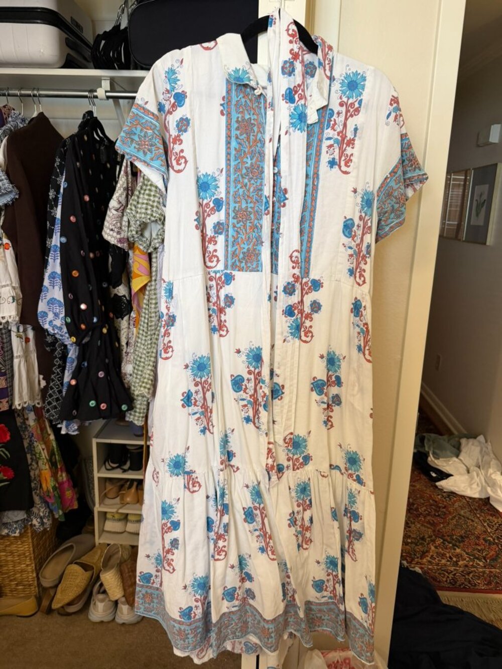 Victoria Dunn XL Floral Print Dress in Blue and Red